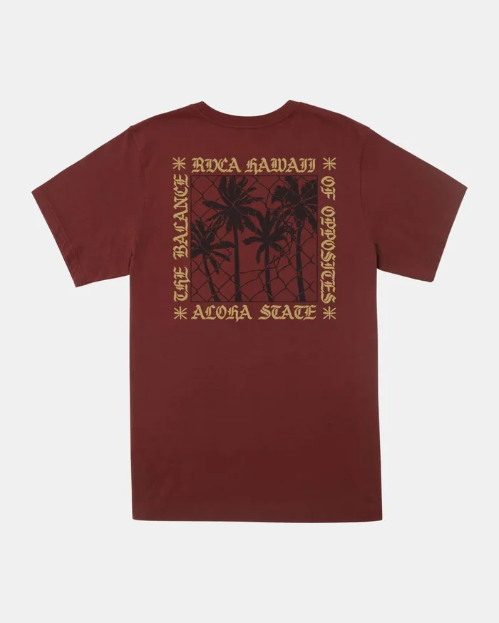 RVCA Short Sleeves Aloha Fence TShirt Red Earth 8211 Men