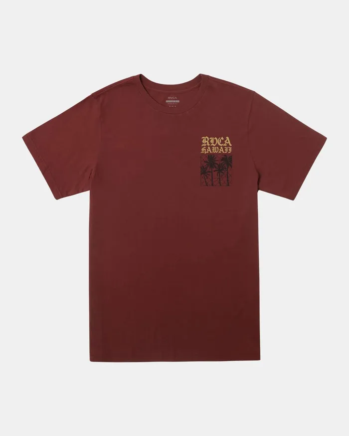 RVCA Short Sleeves Aloha Fence TShirt Red Earth 8211 Men