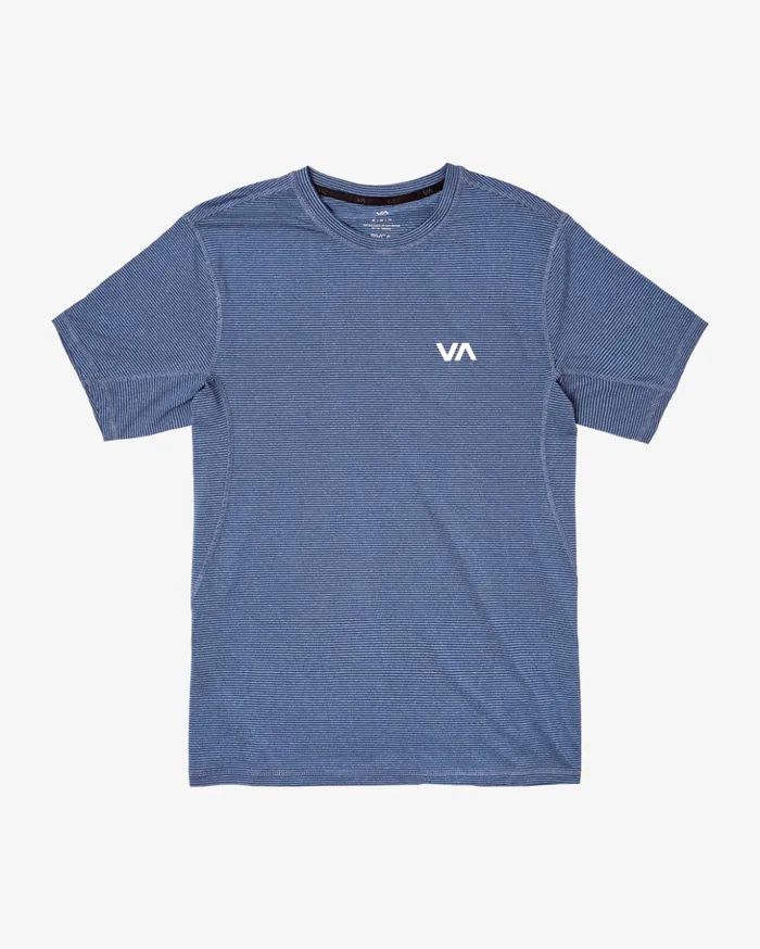 RVCA Short Sleeves Sport Vent Stripe Technical Short Sleeve Top Army Blue 8211 Men