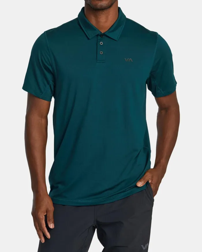 RVCA Short Sleeves VA Sport Vent Technical Polo Shirt Deep Sea 8211 Men