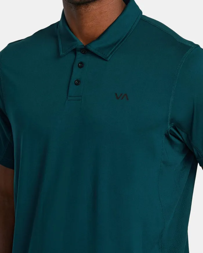 RVCA Short Sleeves VA Sport Vent Technical Polo Shirt Deep Sea 8211 Men