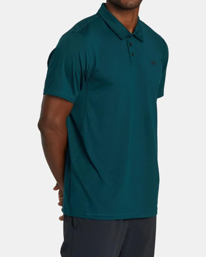 RVCA Short Sleeves VA Sport Vent Technical Polo Shirt Deep Sea 8211 Men