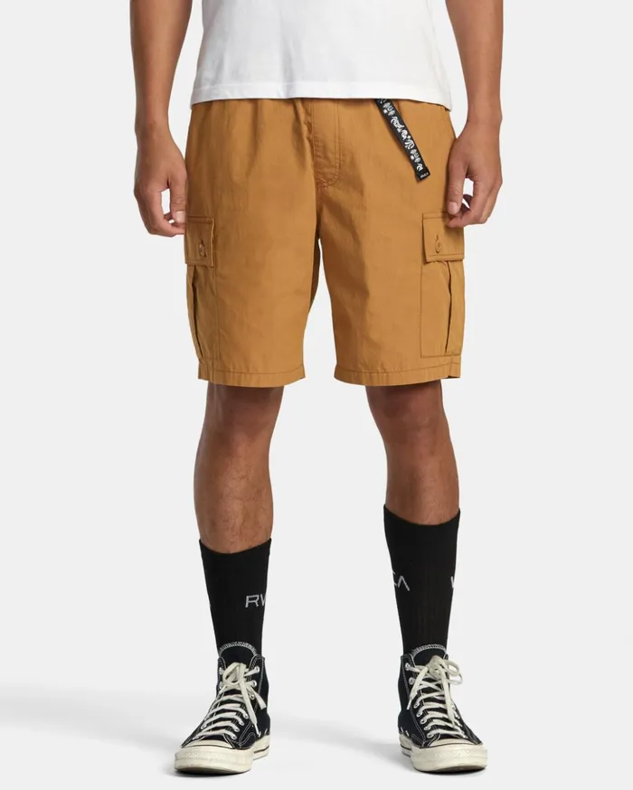 RVCA Shorts Hybrids Civic Utility 18034 Elastic Shorts Camel 8211 Men
