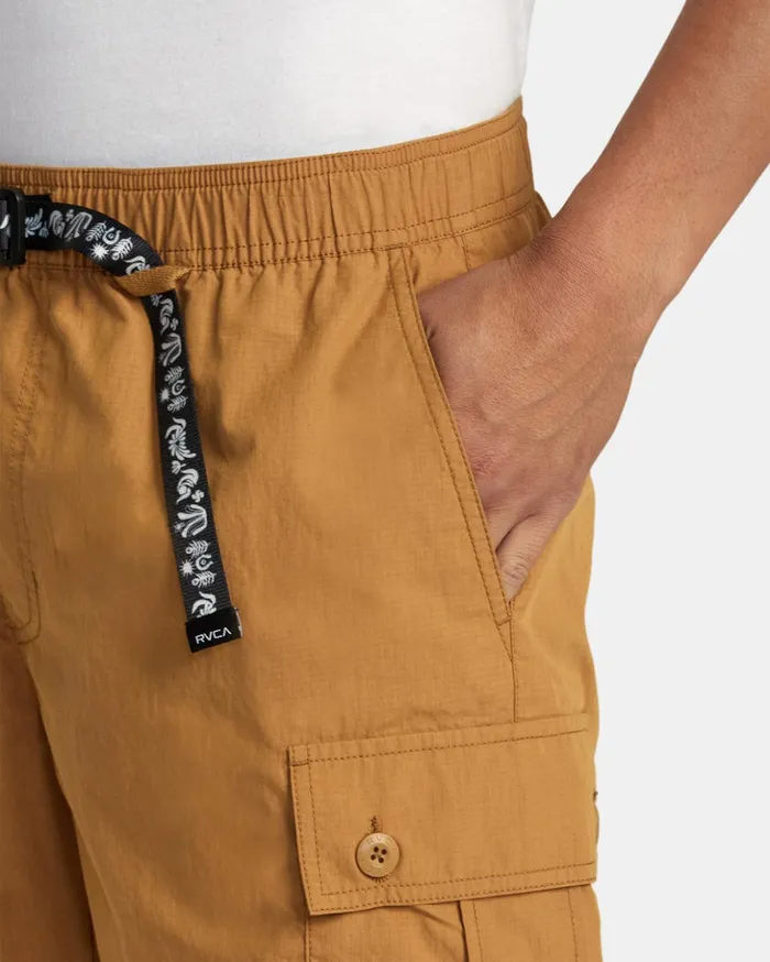 RVCA Shorts Hybrids Civic Utility 18034 Elastic Shorts Camel 8211 Men
