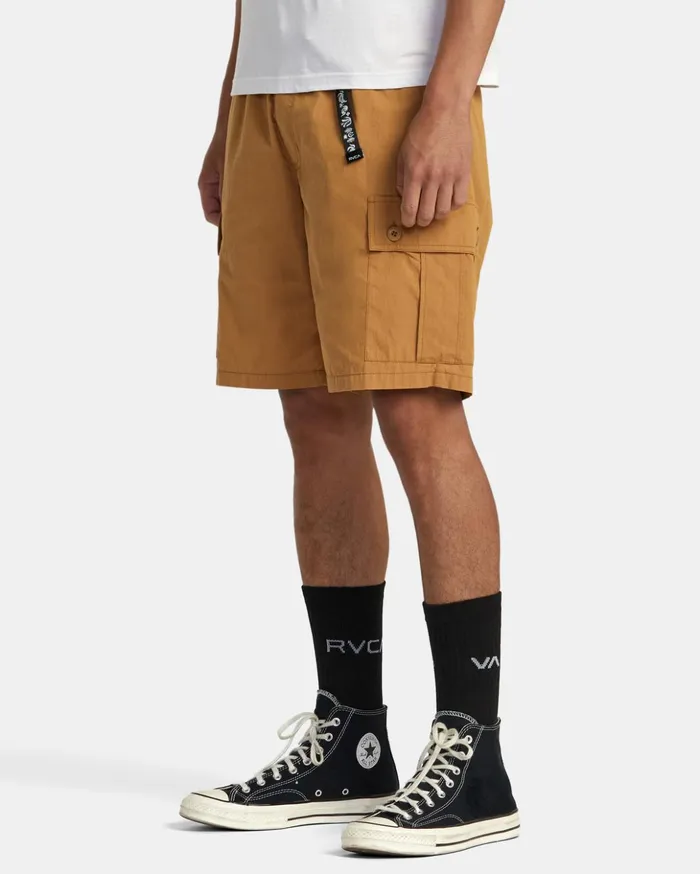RVCA Shorts Hybrids Civic Utility 18034 Elastic Shorts Camel 8211 Men