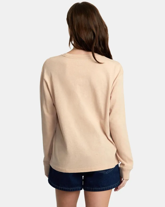 RVCA Tees Tanks Big RVCA Daisy Long Sleeve TShirt Nude 8211 Women