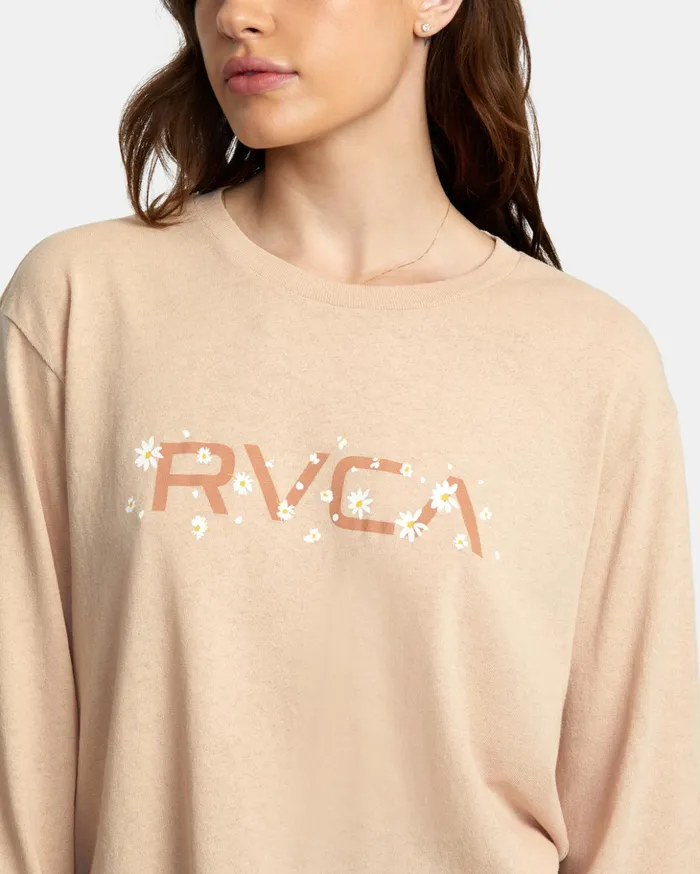 RVCA Tees Tanks Big RVCA Daisy Long Sleeve TShirt Nude 8211 Women