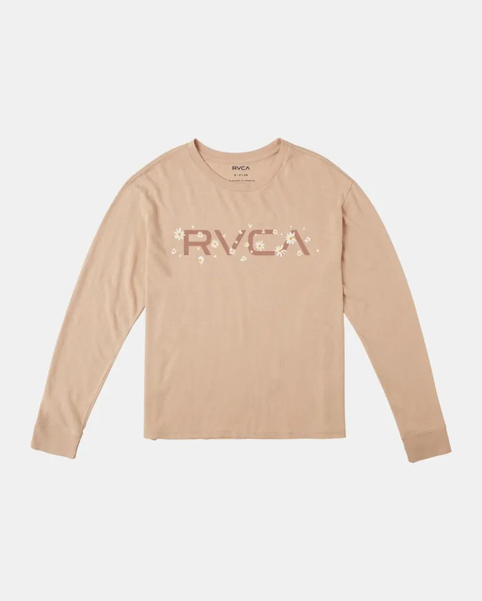 RVCA Tees Tanks Big RVCA Daisy Long Sleeve TShirt Nude 8211 Women