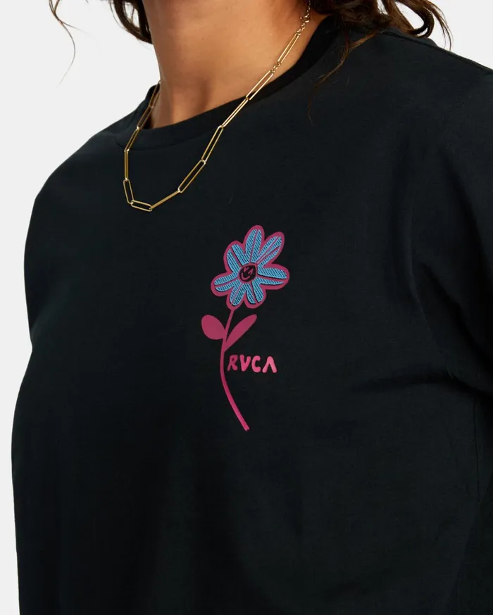 RVCA Tees Tanks Happy Daisy Long Sleeve TShirt Rvca Black 8211 Women