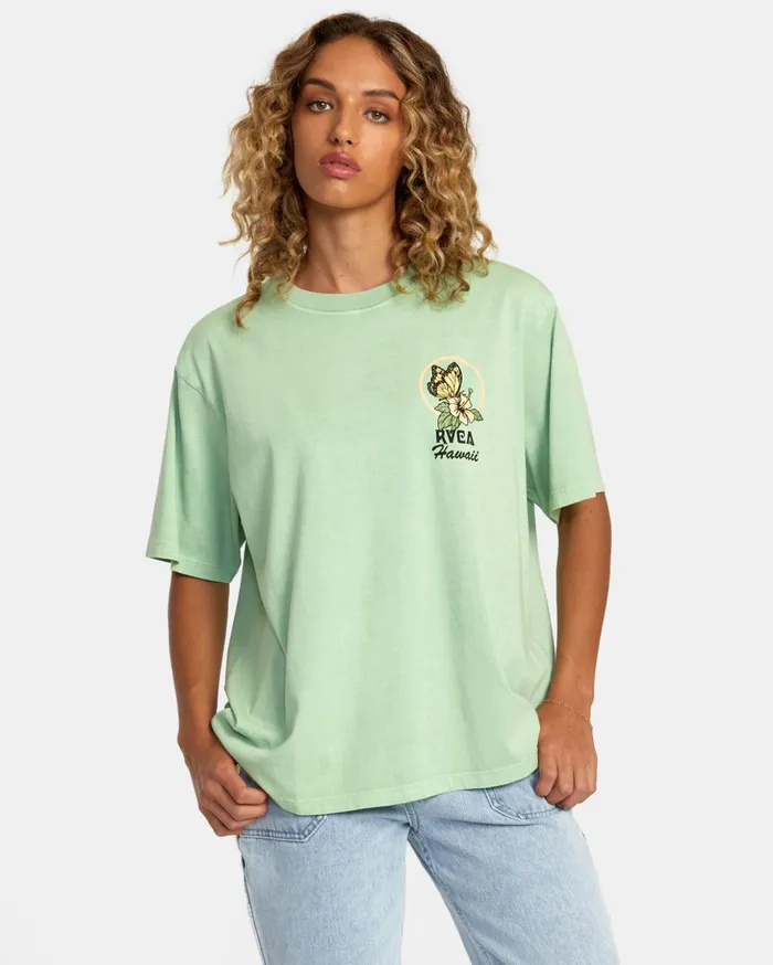RVCA Tees Tanks Hibiscus Hawaii Tee Seafoam 8211 Women