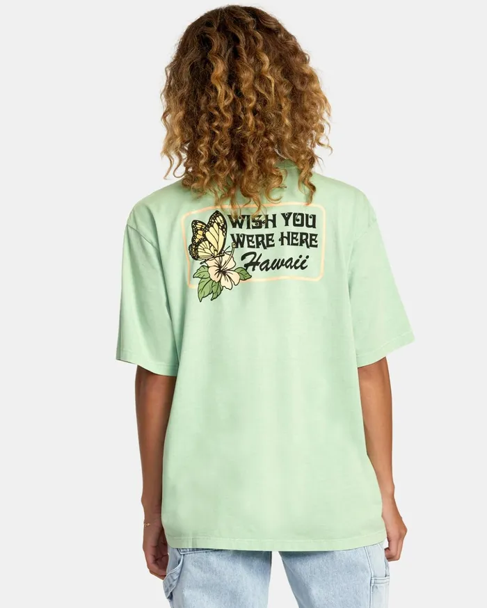 RVCA Tees Tanks Hibiscus Hawaii Tee Seafoam 8211 Women