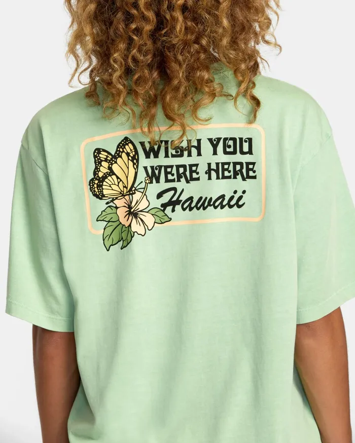 RVCA Tees Tanks Hibiscus Hawaii Tee Seafoam 8211 Women