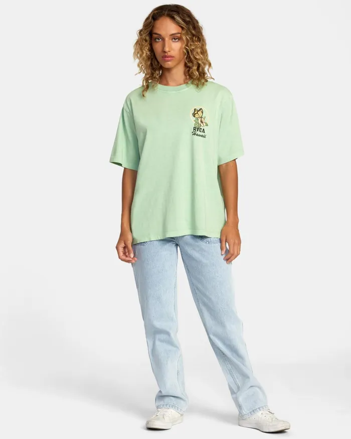 RVCA Tees Tanks Hibiscus Hawaii Tee Seafoam 8211 Women