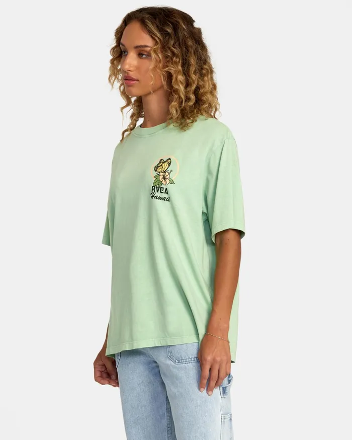 RVCA Tees Tanks Hibiscus Hawaii Tee Seafoam 8211 Women