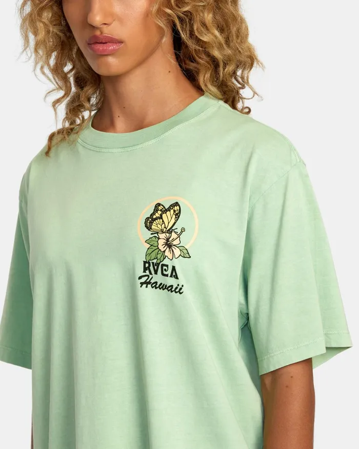 RVCA Tees Tanks Hibiscus Hawaii Tee Seafoam 8211 Women