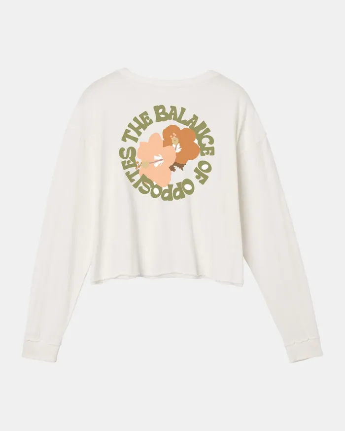 RVCA Tees Tanks Retro Hibiscus Long Sleeve Tee Vintage White 8211 Women