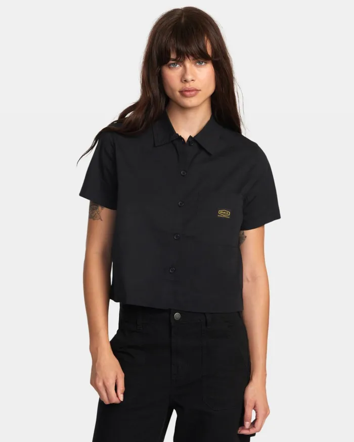 RVCA Tops Recession Short Sleeve Shirt Rvca Black 8211 Women