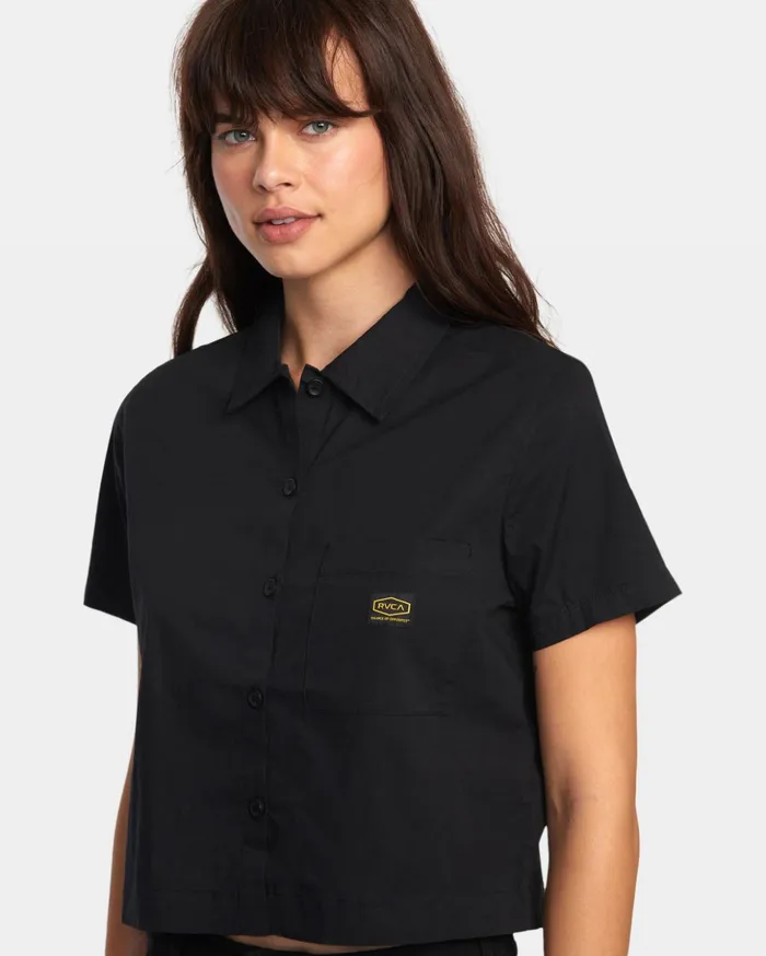 RVCA Tops Recession Short Sleeve Shirt Rvca Black 8211 Women