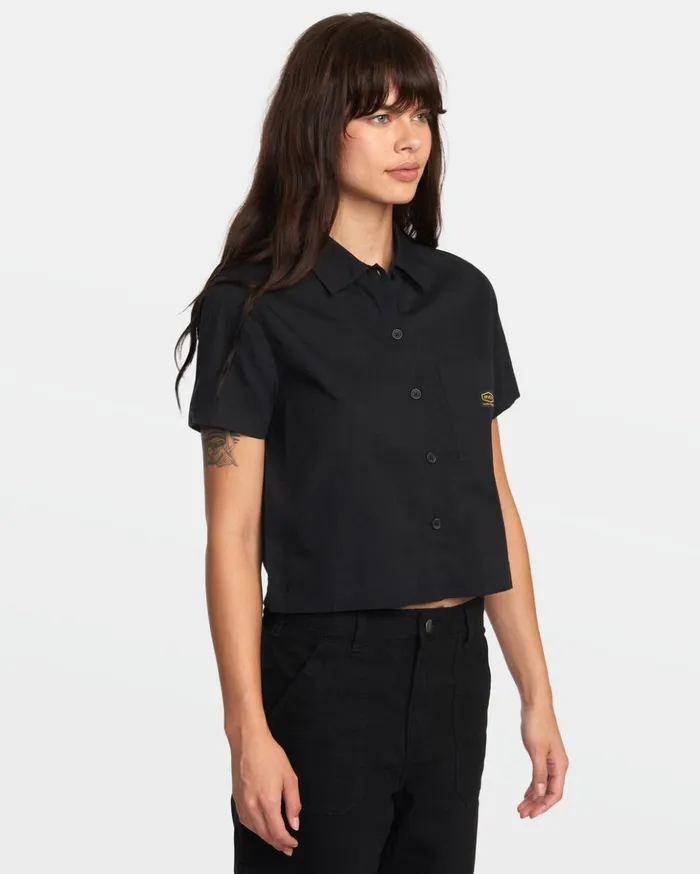 RVCA Tops Recession Short Sleeve Shirt Rvca Black 8211 Women