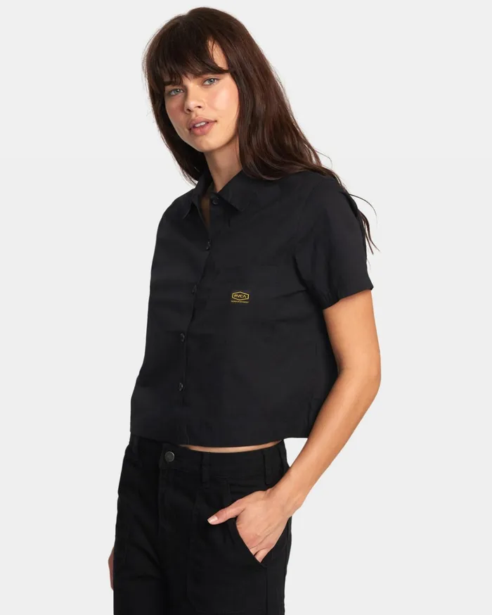 RVCA Tops Recession Short Sleeve Shirt Rvca Black 8211 Women