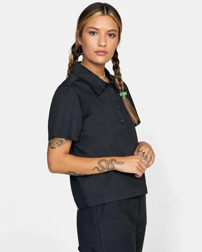 RVCA Tops Recession Short Sleeve Shirt Rvca Black 8211 Women