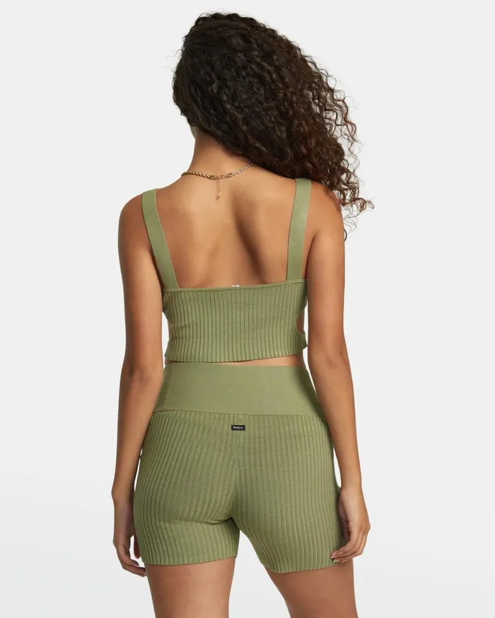 RVCA Tops Rose Namajunas Fever Rib Knit Cropped Tank Top Aloe 8211 Women