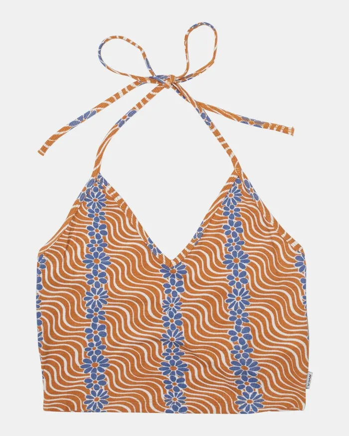 RVCA Tops Sunrise Halter Top Tangerine 8211 Women