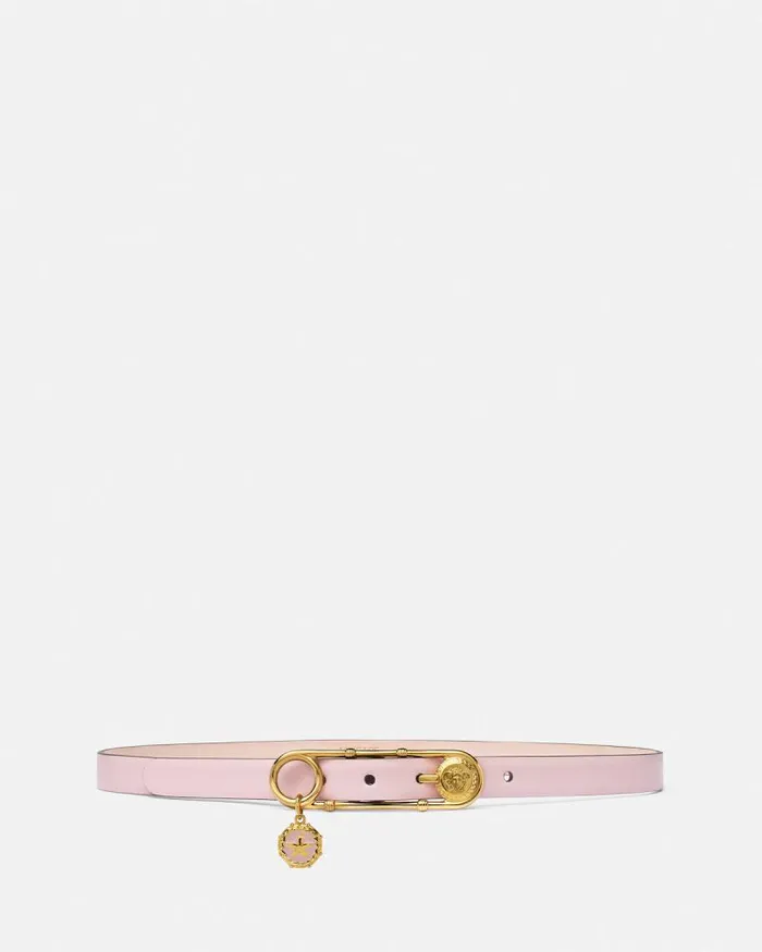Safety Pin Leather Belt 2 Cm Light Pink Women Versace Belts