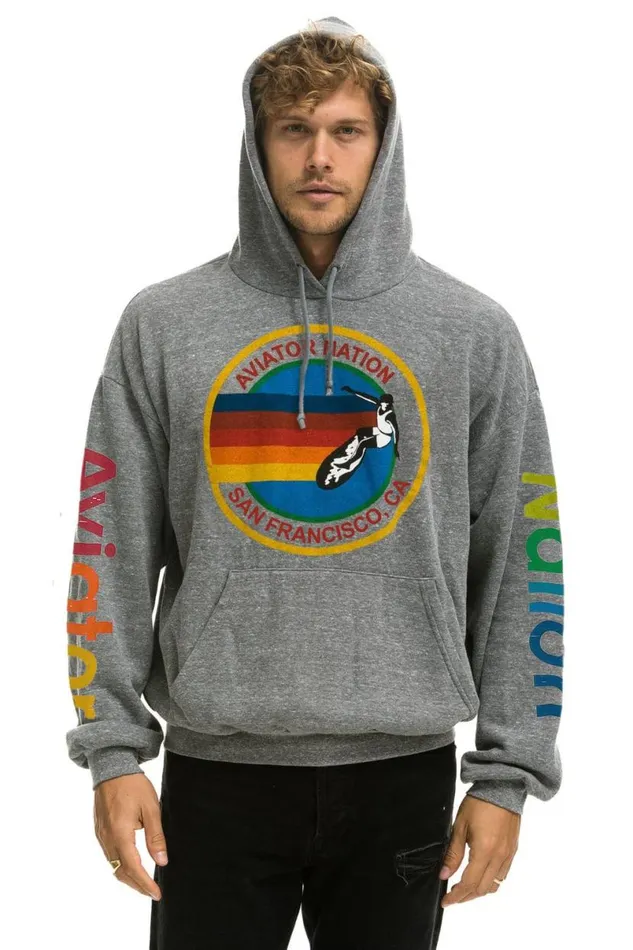 San Francisco Relaxed Pullover Hoodie 8211 Heather Grey WomenMen Aviator Nation Hoodies