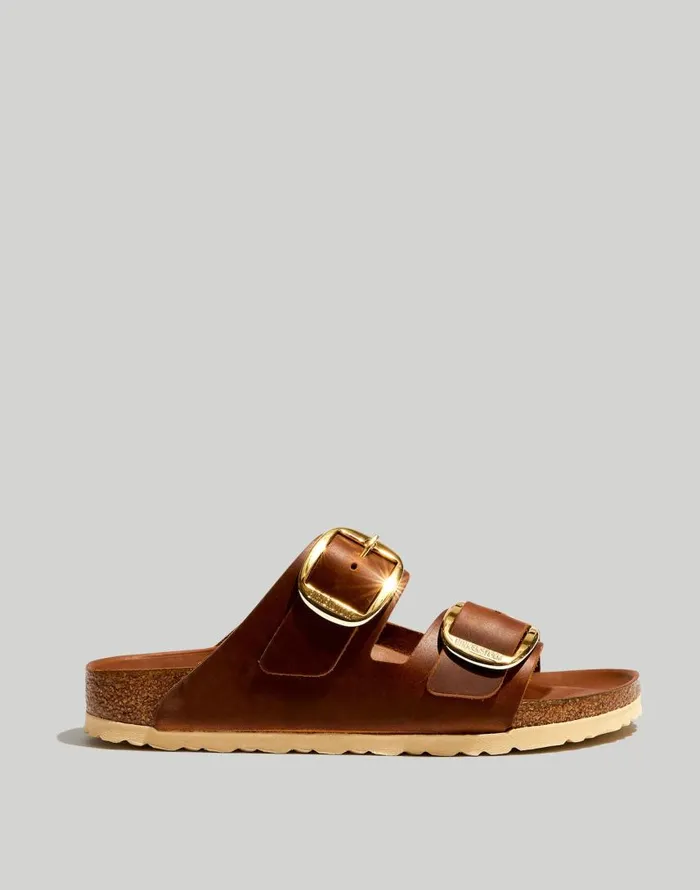 Sandals Women Madewell Birkenstock Big Buckle Arizona Sandals Cognac Oiled Leather