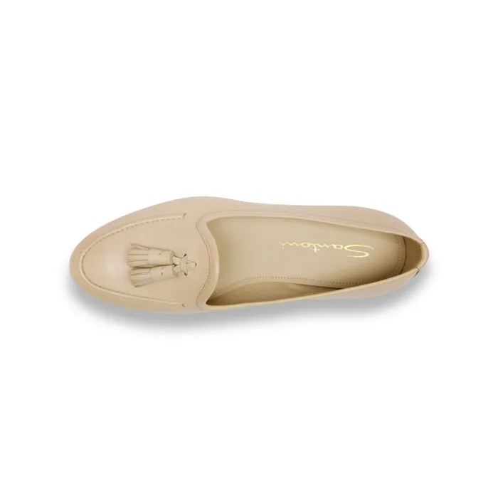 Santoni Beige Leather Andrea Tassel Loafer Women Loafers