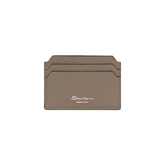 Santoni Beige Saffiano Leather Credit Card Holder MenWomen Small Leather Goods Santoni Beige Saffiano Leather Credit Card Holder MenWomen Small Leather Goods