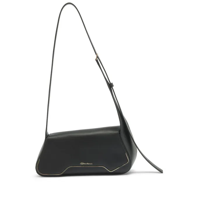 Santoni Black Leather Thepluto Bag Women Bags