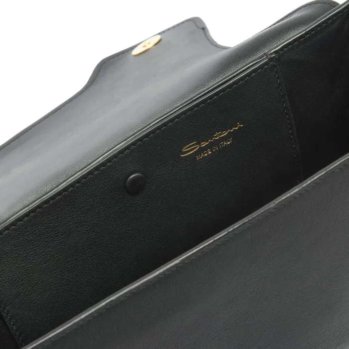Santoni Black Leather Thepluto Bag Women Bags