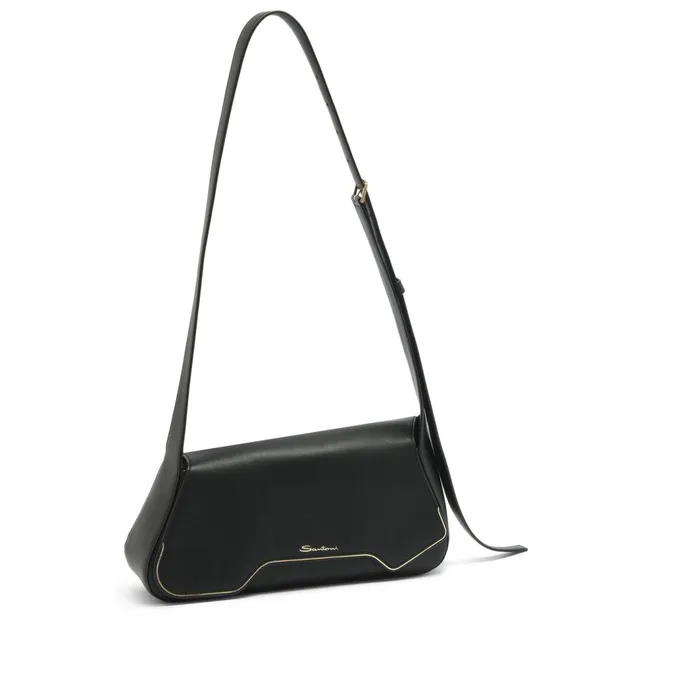 Santoni Black Leather Thepluto Bag Women Bags
