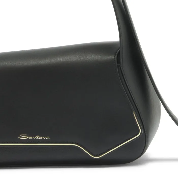 Santoni Black Leather Thepluto Bag Women Bags