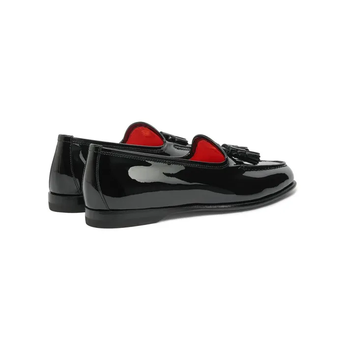 Santoni Black Patent Leather Andrea Tassel Loafer Women Loafers