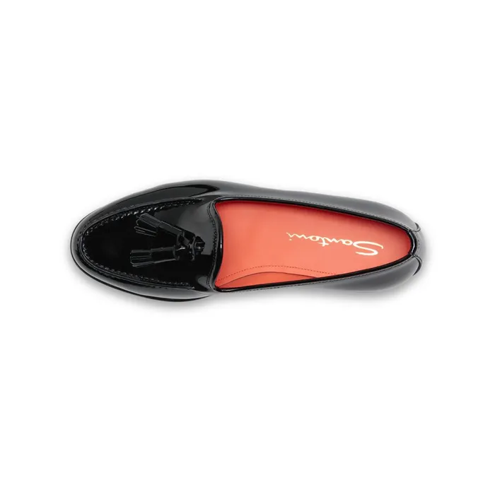Santoni Black Patent Leather Andrea Tassel Loafer Women Loafers