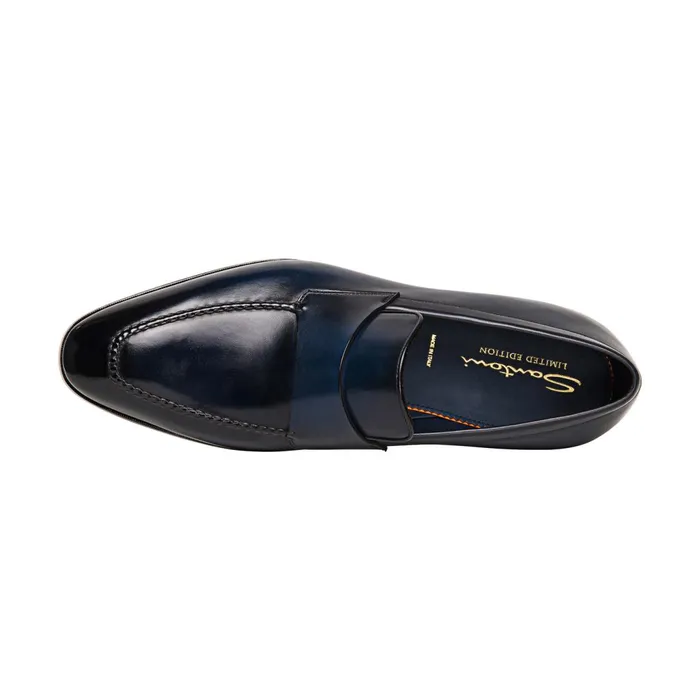 Santoni Blue Leather Limited Edition Penny Loafer Men Loafers