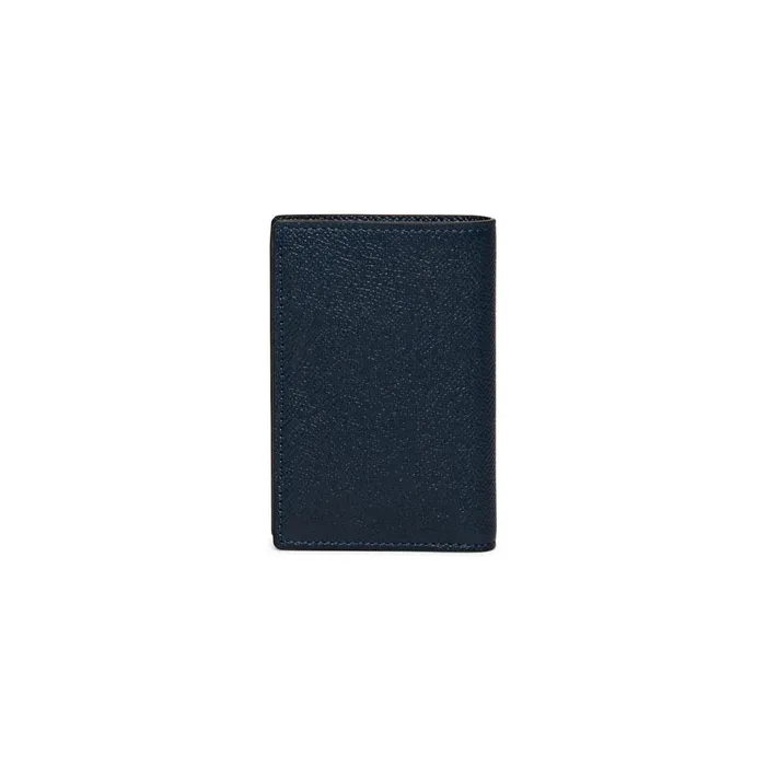 Santoni Blue Saffiano Leather Vertical Wallet MenWomen Small Leather Goods