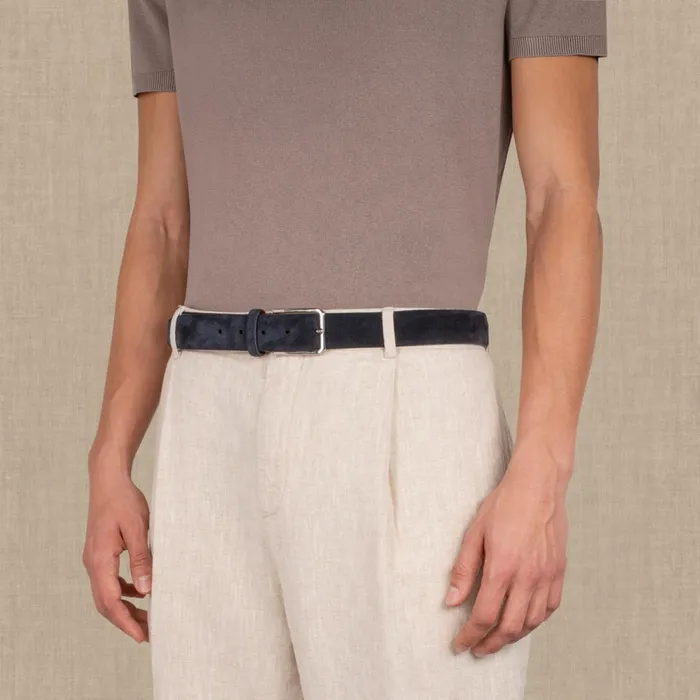 Santoni Blue Suede Adjustable Belt Men Belts