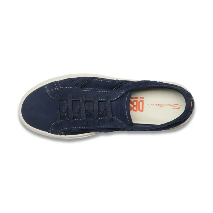 Santoni Blue Woven Suede Double Buckle Sneaker Men Sneakers