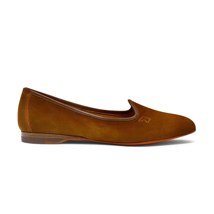 Santoni Brown Suede Loafer Women Loafers