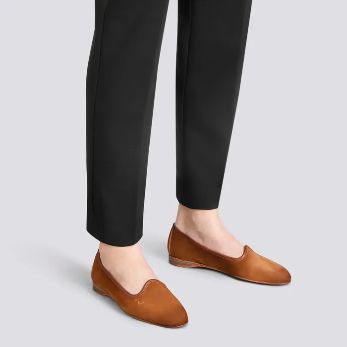 Santoni Brown Suede Loafer Women Loafers