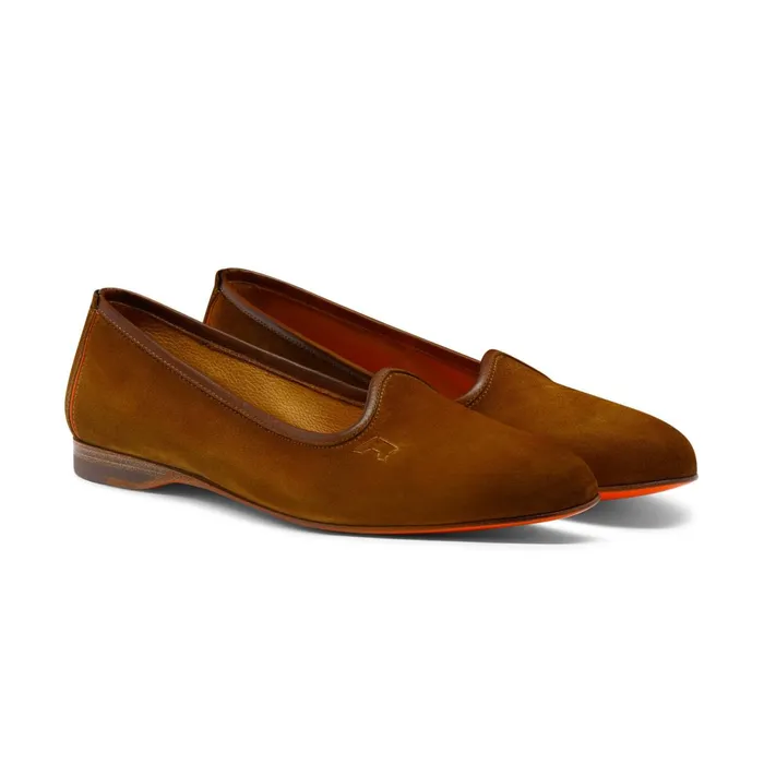 Santoni Brown Suede Loafer Women Loafers