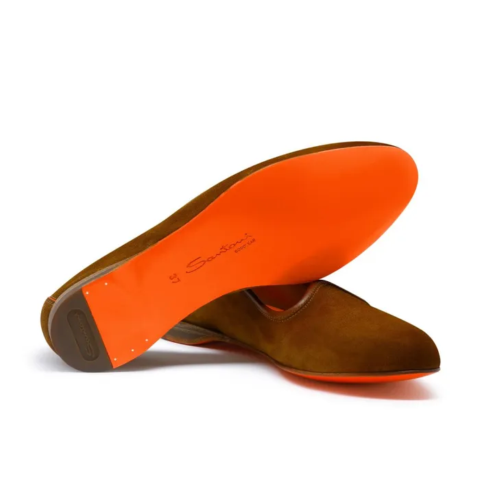Santoni Brown Suede Loafer Women Loafers