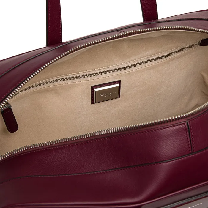Santoni Burgundy Leather Weekend Bag Men Bags and Backpacks