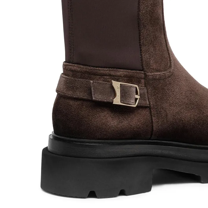 Santoni Dark Brown Suede Boot Women Boots and Ankle Boots