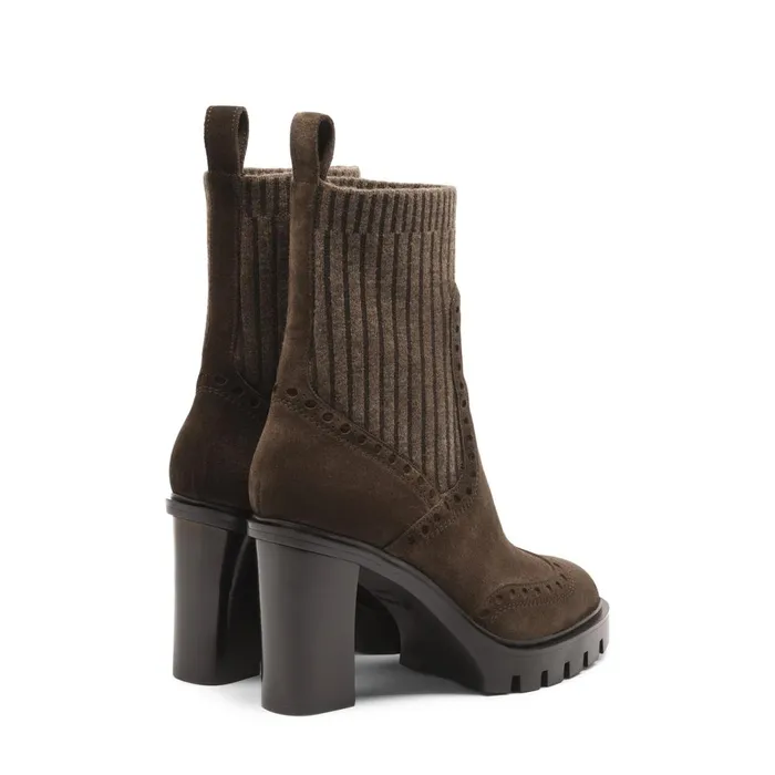 Santoni Dark Brown Suede HighHeel Ankle Boot Women Boots and Ankle Boots