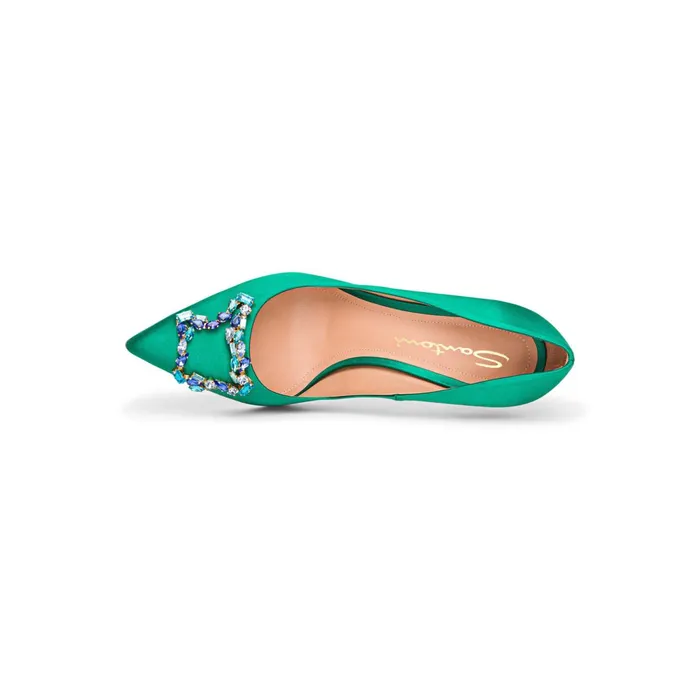 Santoni Green Satin HighHeel Sibille Pump Women Pumps and Heels